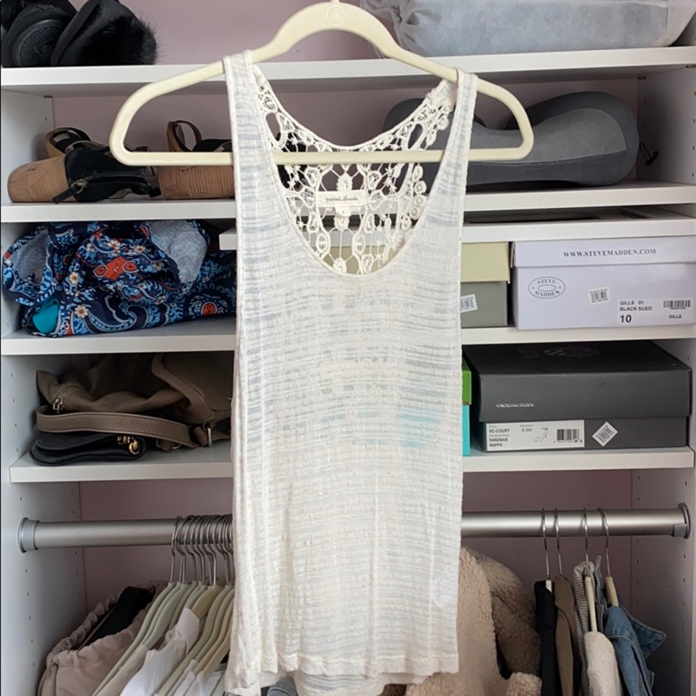Sheer tank top with lace back